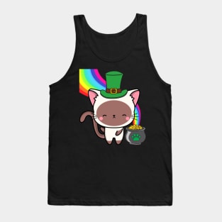 Funny white cat celebrates st patricks day Tank Top